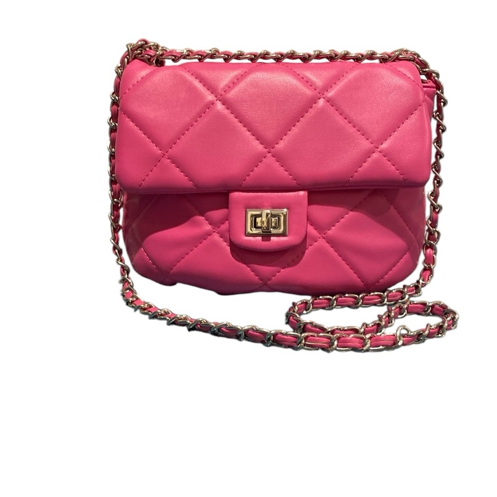 FOREVER 21 Vibrant Pink Quilted Crossbody Bag with Chain Strap